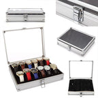 12 Grid Aluminium Carbon Fibre Watch Box | StorageOZ