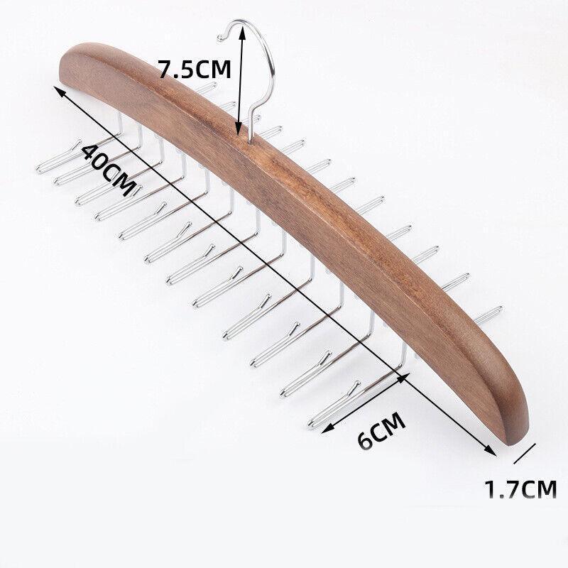Wood Tie Scarf Hanger with 24 Fold Hooks | StorageOZ