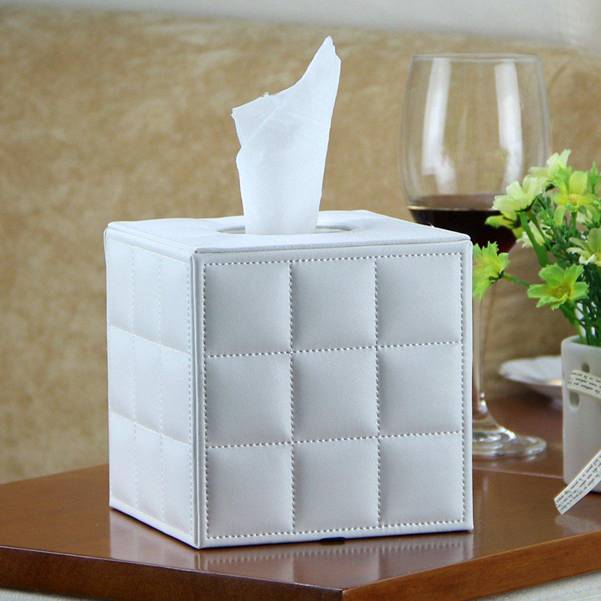 Square PU Leather Tissue Box Cover Holder | StorageOZ