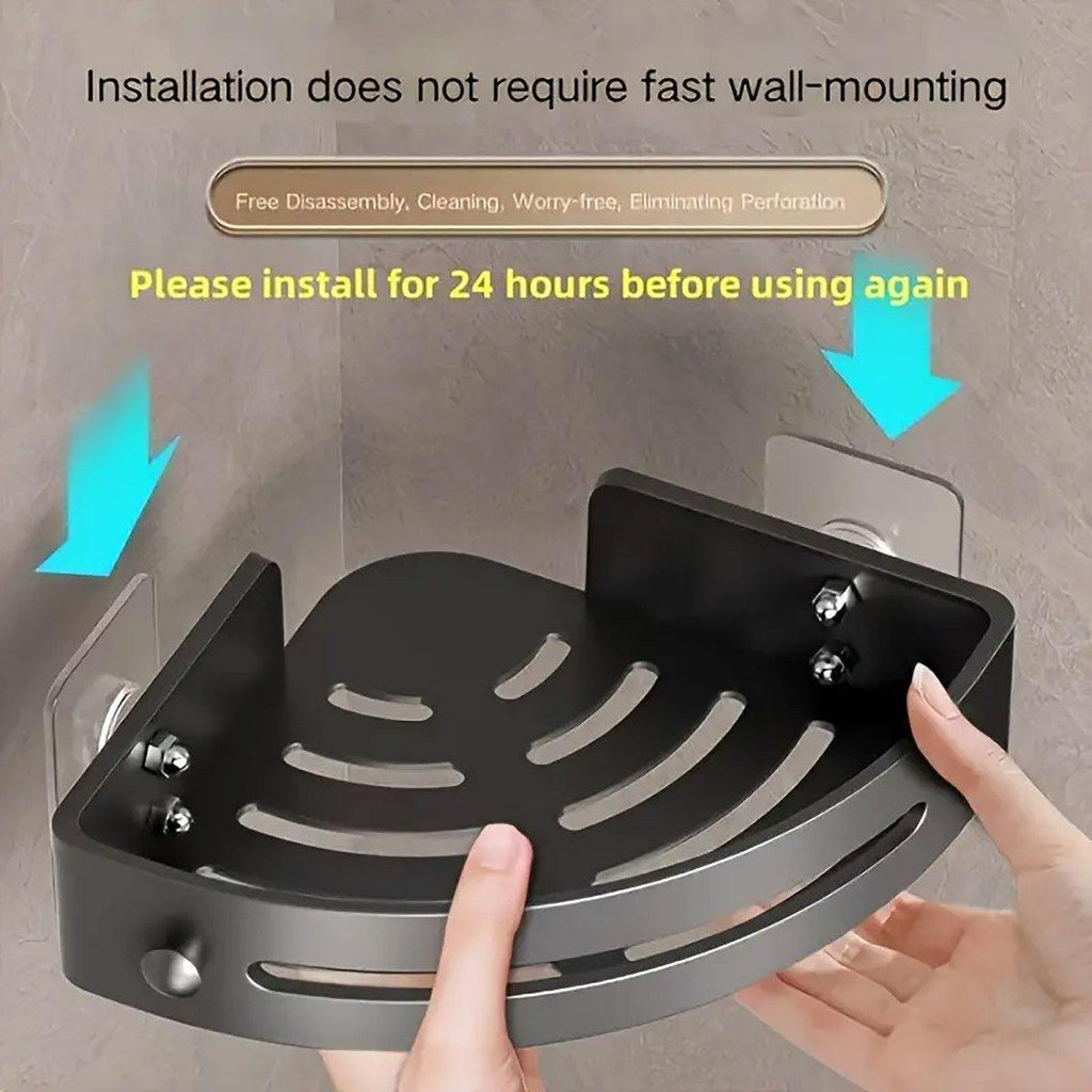 Black Corner Shower Caddy with Drain Slots | StorageOZ