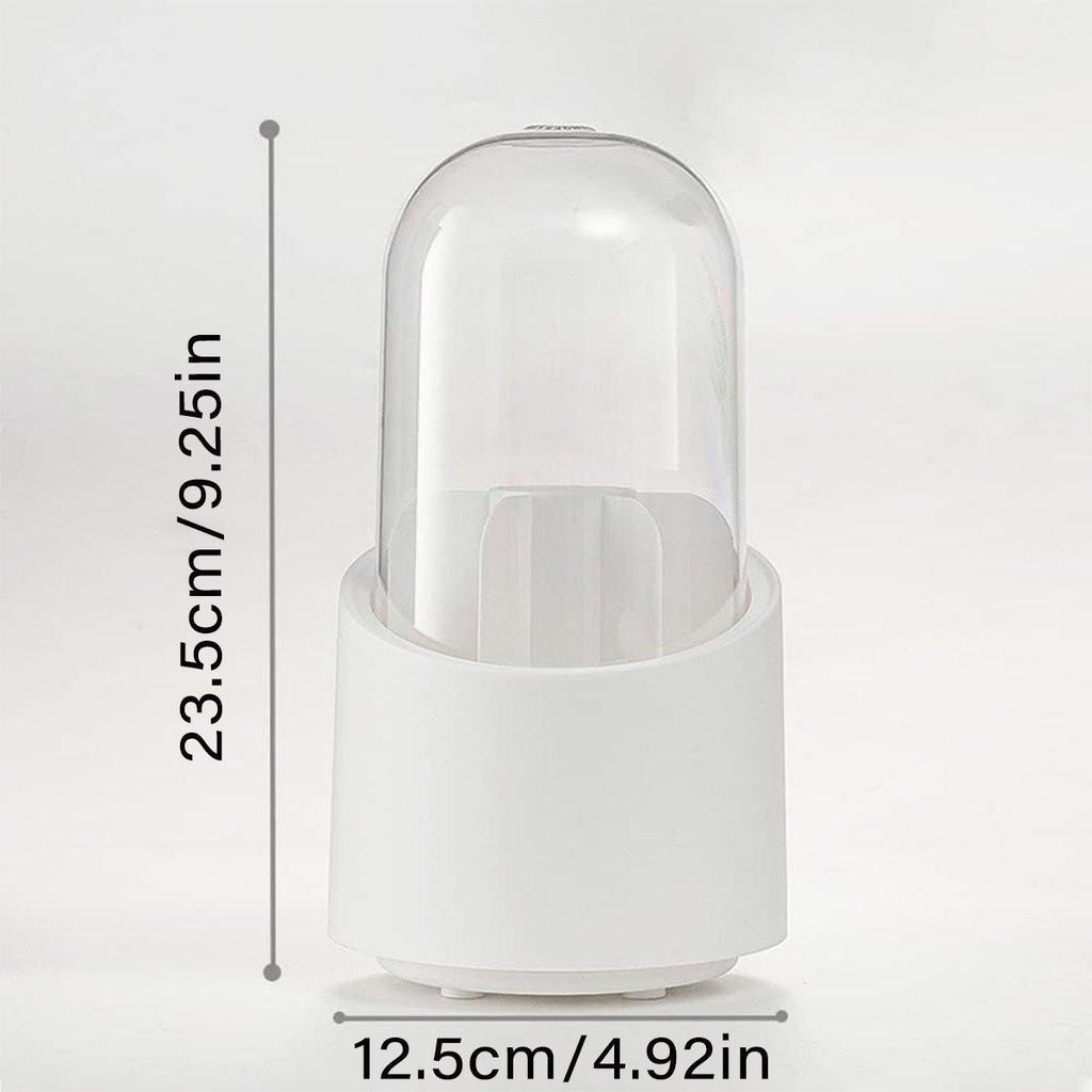 2 Pcs Rotating Makeup Brush Box with Cover | StorageOZ