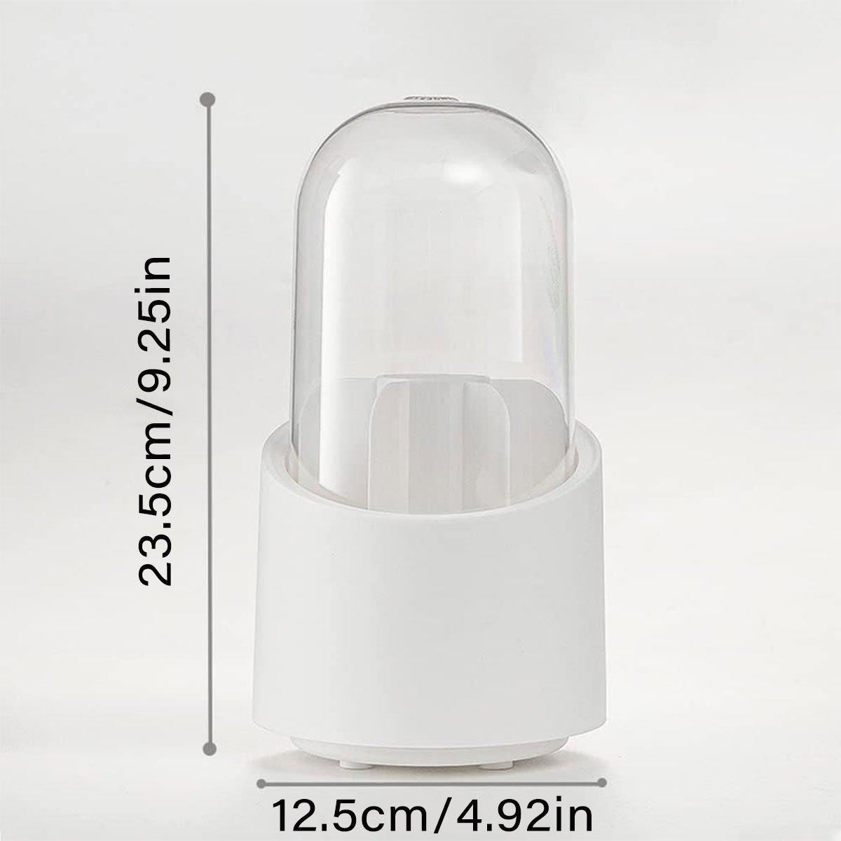 2 Pcs Rotating Makeup Brush Box with Cover | StorageOZ