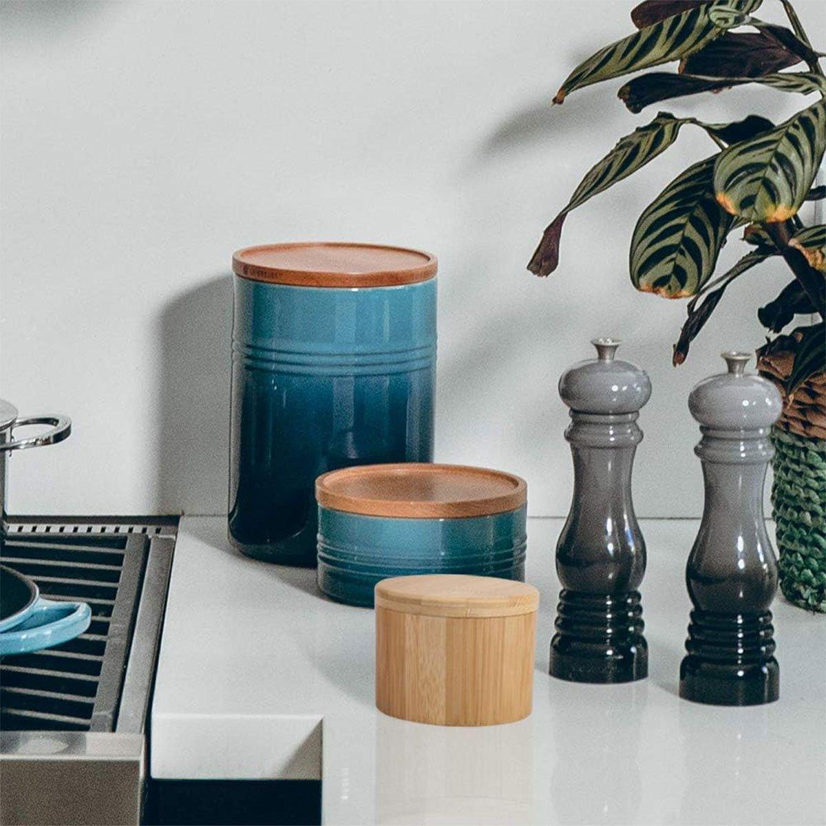 Bamboo Salt Box with Swivel Lid and Spoon | StorageOZ