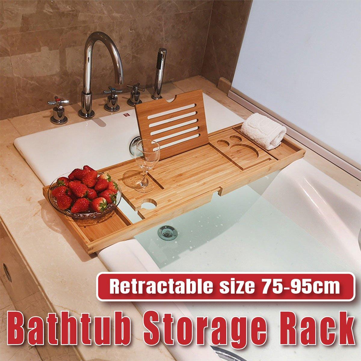 Bamboo Bathtub Tray Shelf for Bath Essentials | StorageOZ