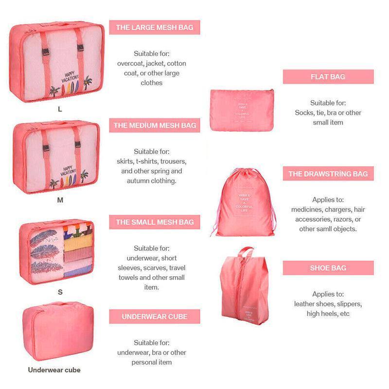 7 Pcs Oxford Packing Cube Set Six Colours | StorageOZ