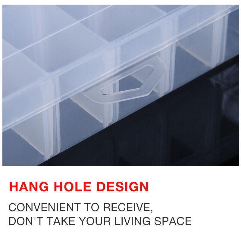 36 Slot Clear Compartment Storage Box Case | StorageOZ