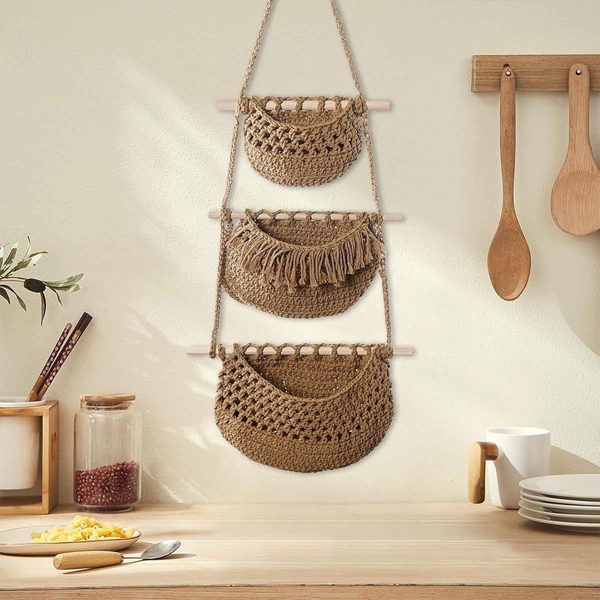 3 Layer Cotton Rope Wall Basket Two Colours | StorageOZ