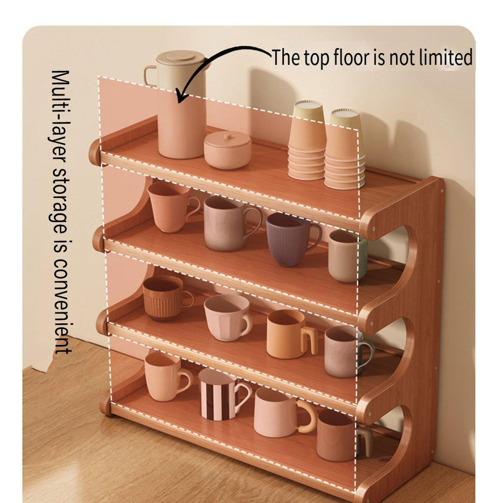 4 Tier Bamboo Cup Storage Rack for Counter | StorageOZ