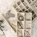 4 Pcs Beige Velvet Jewellery Tray Organiser Set | StorageOZ
