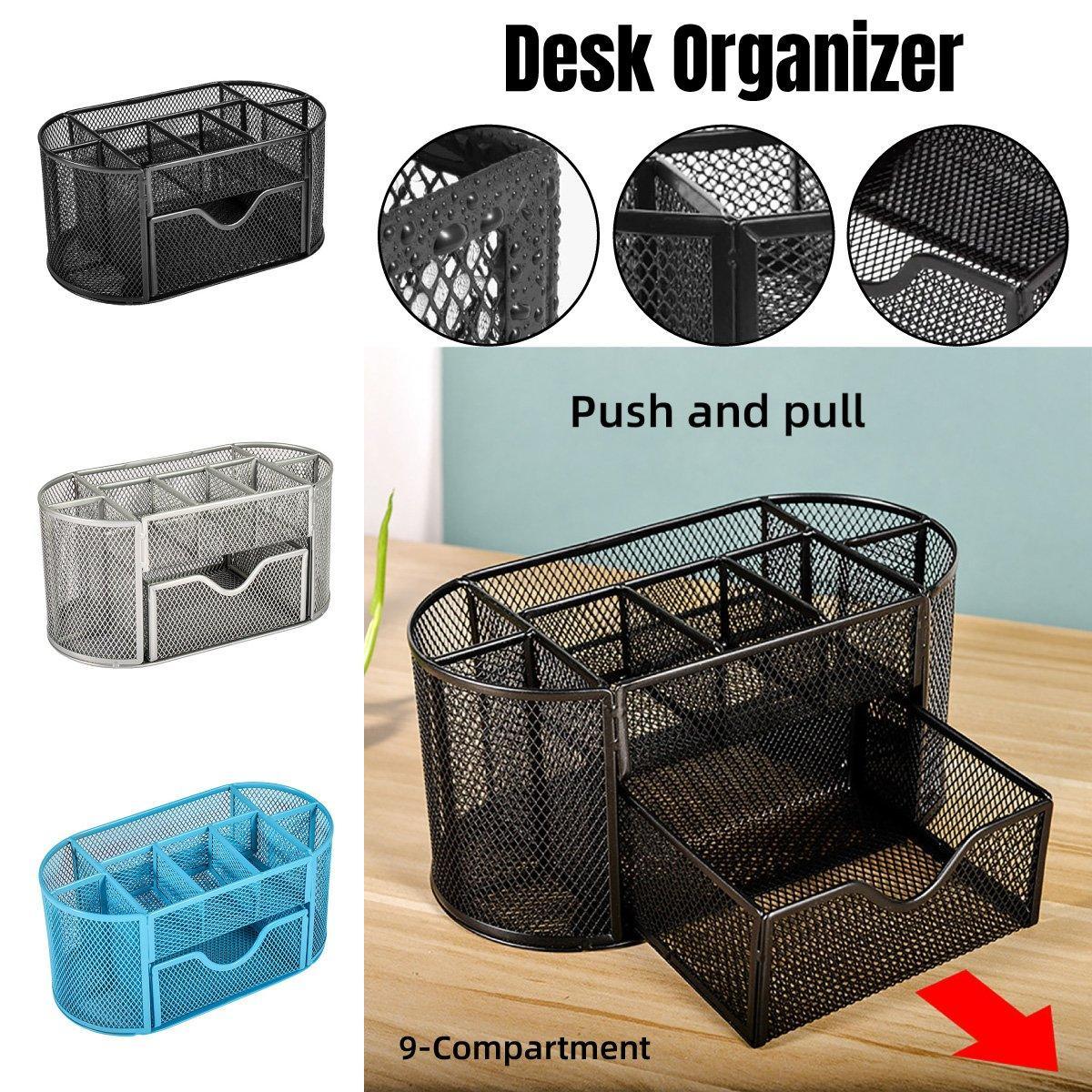 Metal Pen Holder Box with Drawer Three Colours | StorageOZ