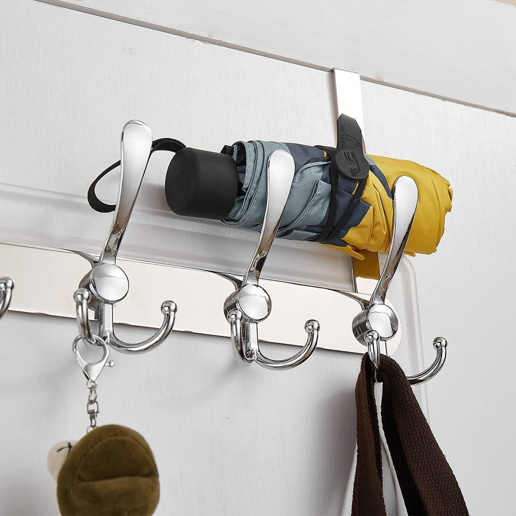 5 Hook Stainless Steel Over Door Coat Rack | StorageOZ