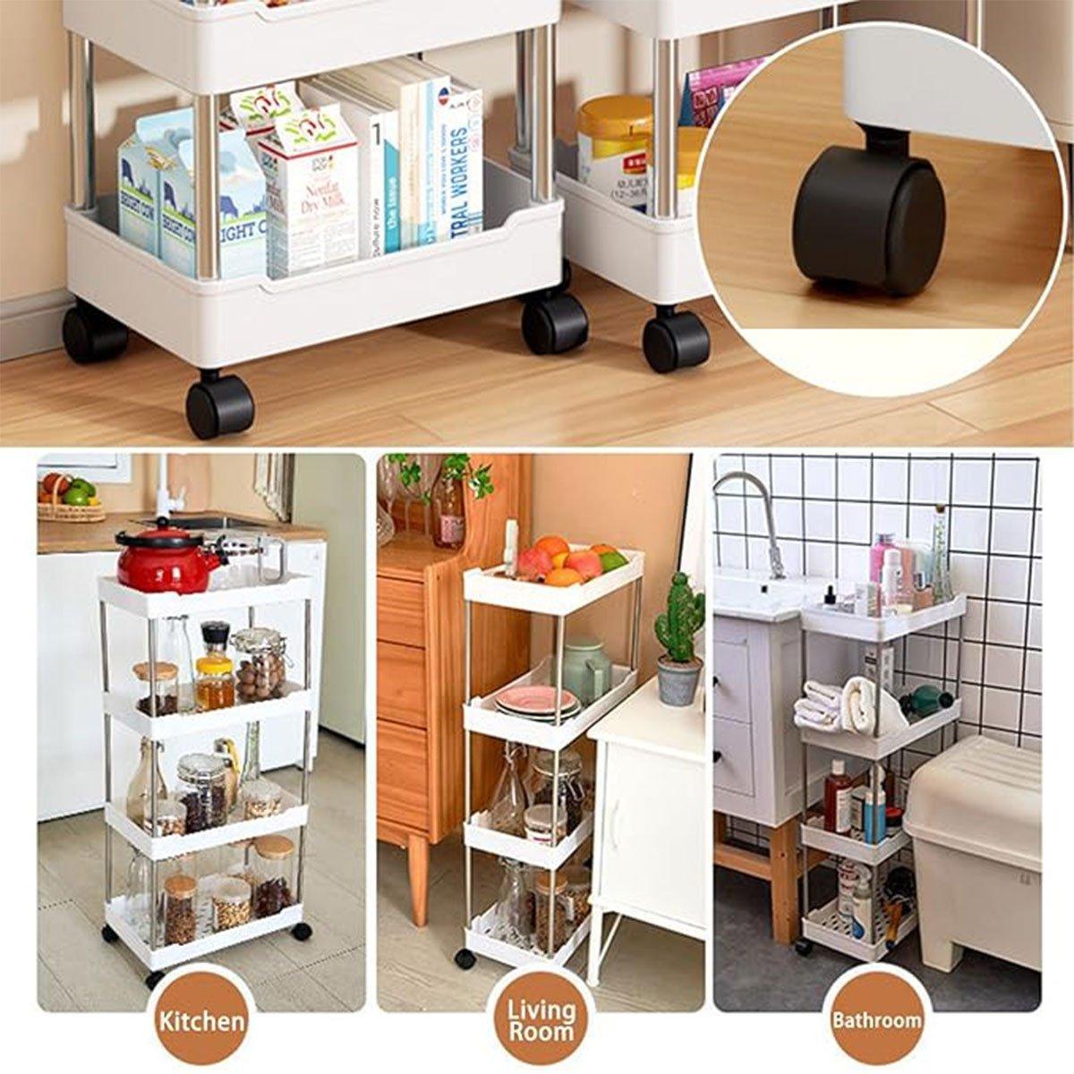 Rolling Storage Cart 3 or 4 Tiers Two Colours | StorageOZ