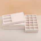 4 Pcs Beige Velvet Jewellery Tray Organiser Set | StorageOZ