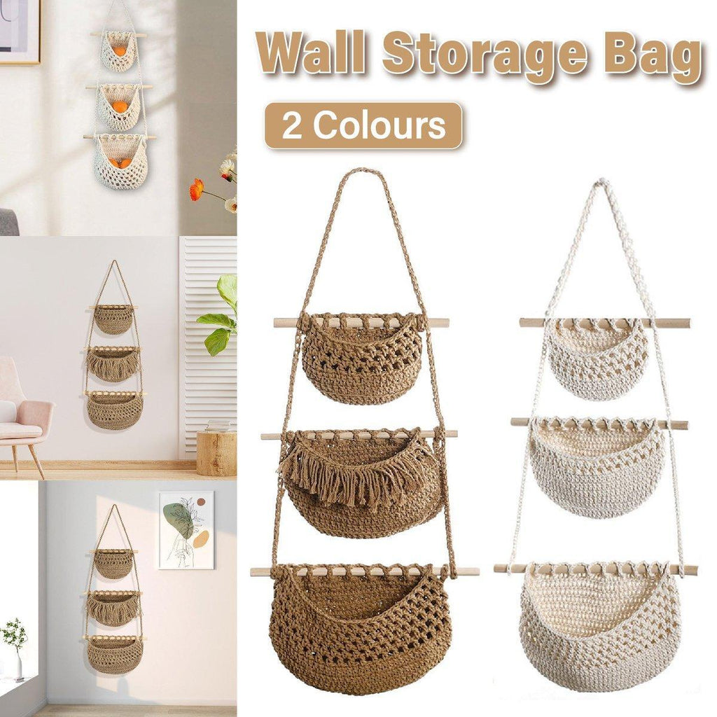 3 Layer Cotton Rope Wall Basket Two Colours | StorageOZ