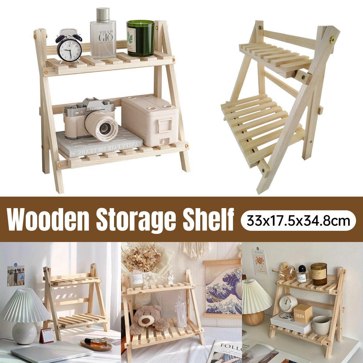 2 Tier Wooden Desktop Shelf with Slatted Trays | StorageOZ
