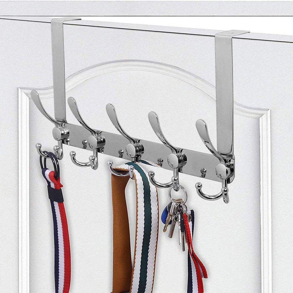 5 Hook Stainless Steel Over Door Coat Rack | StorageOZ