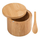 Bamboo Salt Box with Swivel Lid and Spoon | StorageOZ