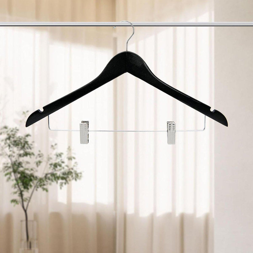 10 Pcs Wooden Clip Clothes Hangers Two Finishes | StorageOZ