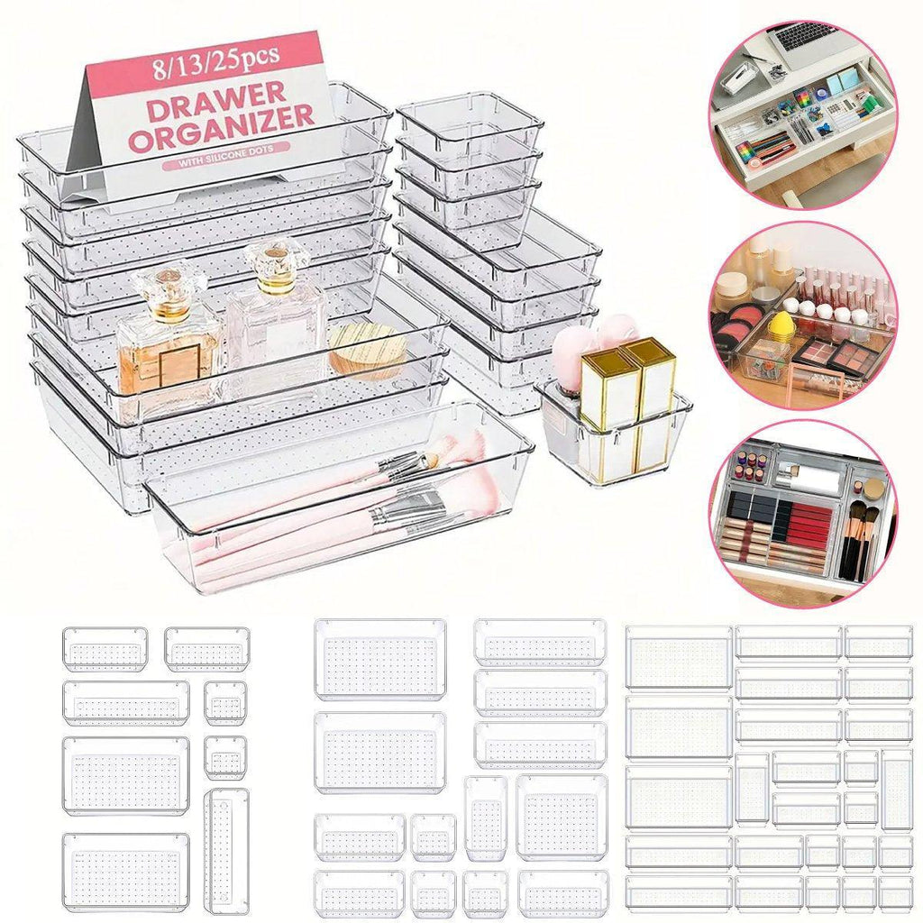 Clear Drawer Organiser Set in Three Packs | StorageOZ