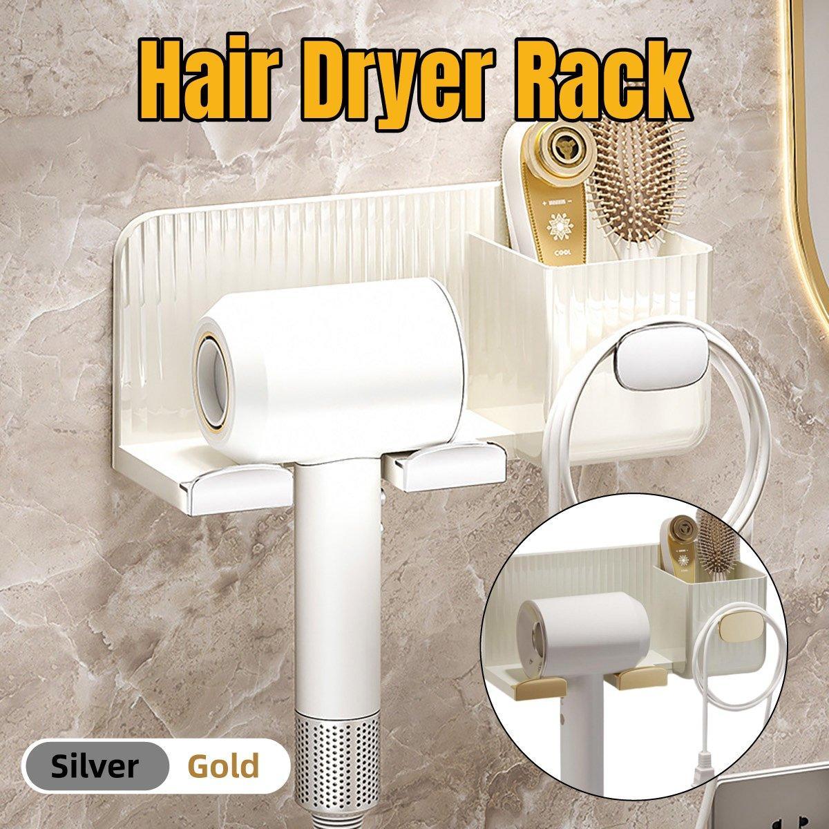 Wall Hair Dryer Holder in Gold or Silver | StorageOZ