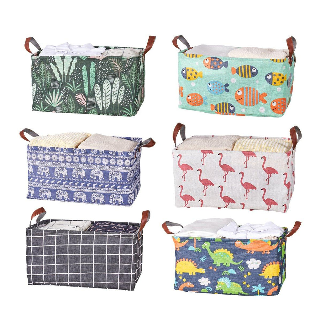 Cotton Linen Storage Baskets Six Prints Set | StorageOZ