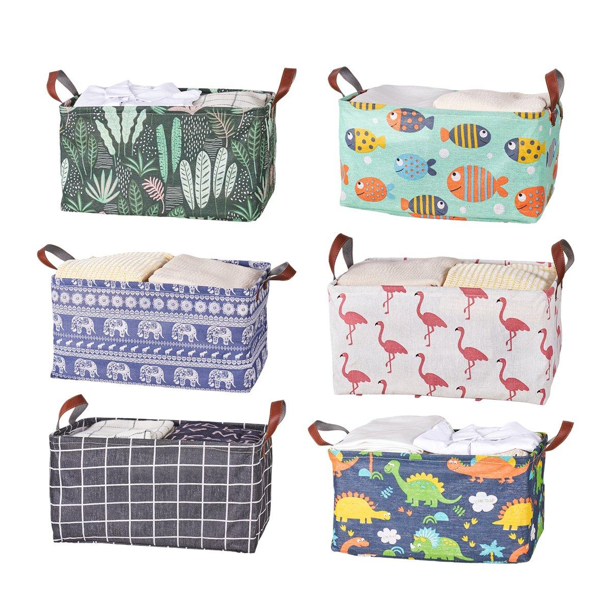 Cotton Linen Storage Baskets Six Prints Set | StorageOZ