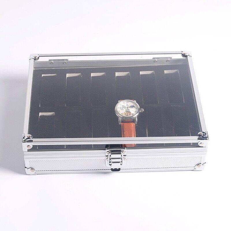 12 Grid Aluminium Carbon Fibre Watch Box | StorageOZ