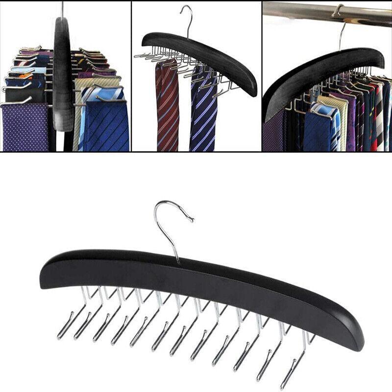 Wood Tie Scarf Hanger with 24 Fold Hooks | StorageOZ