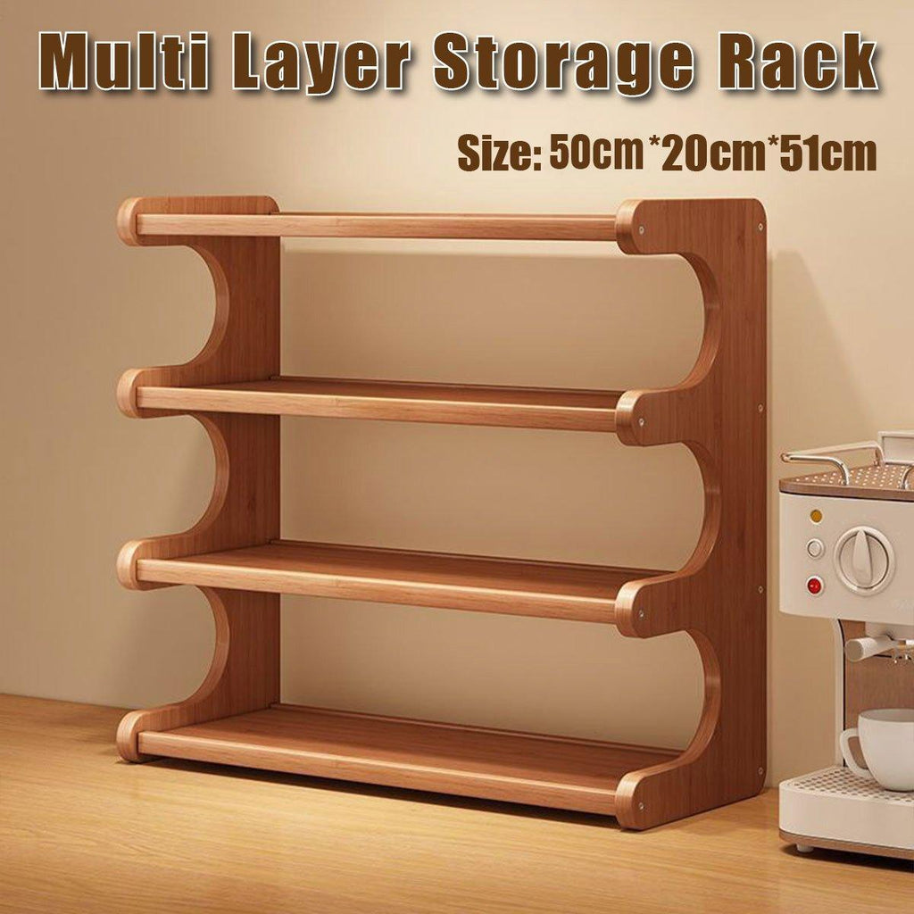 4 Tier Bamboo Cup Storage Rack for Counter | StorageOZ