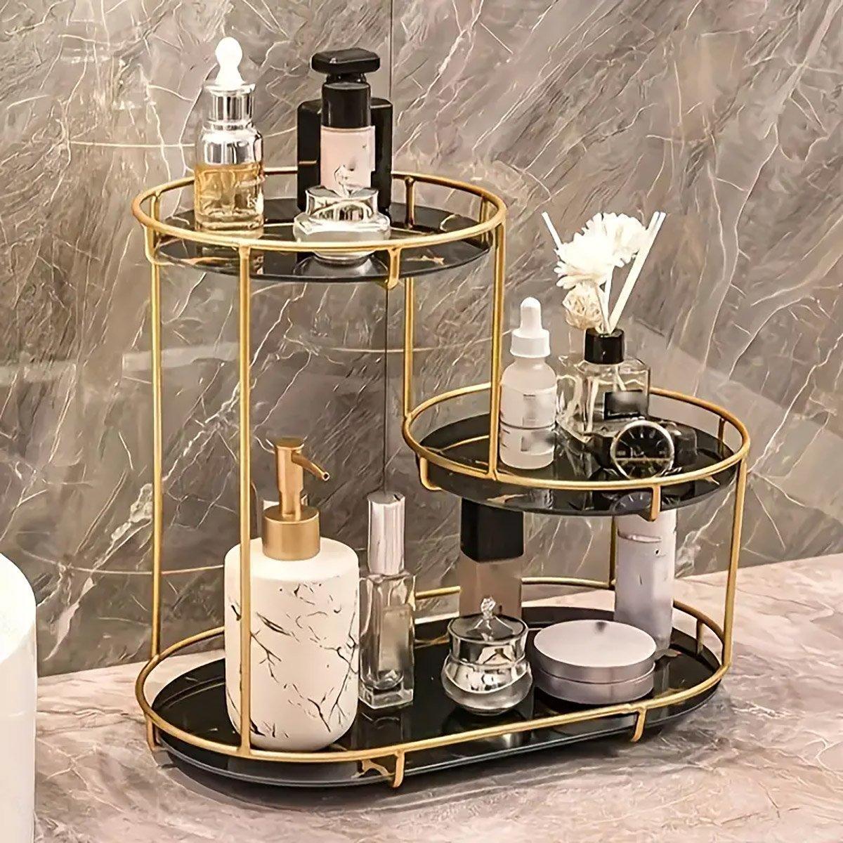 Two Tier Metal Marble Tray Storage Rack Set | StorageOZ