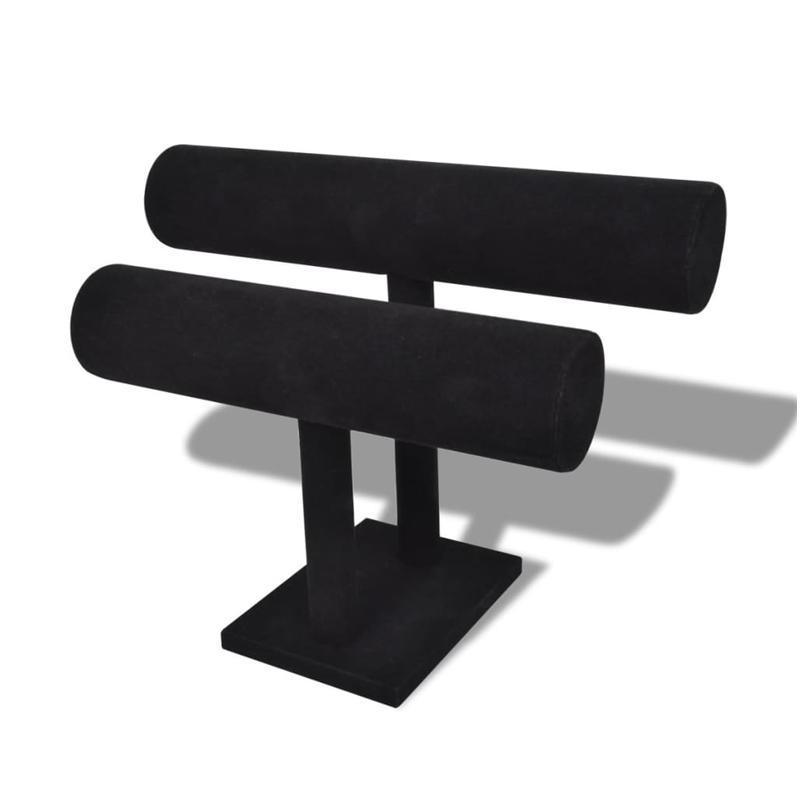 Two Tier Black Faux Leather Jewellery Stand | StorageOZ