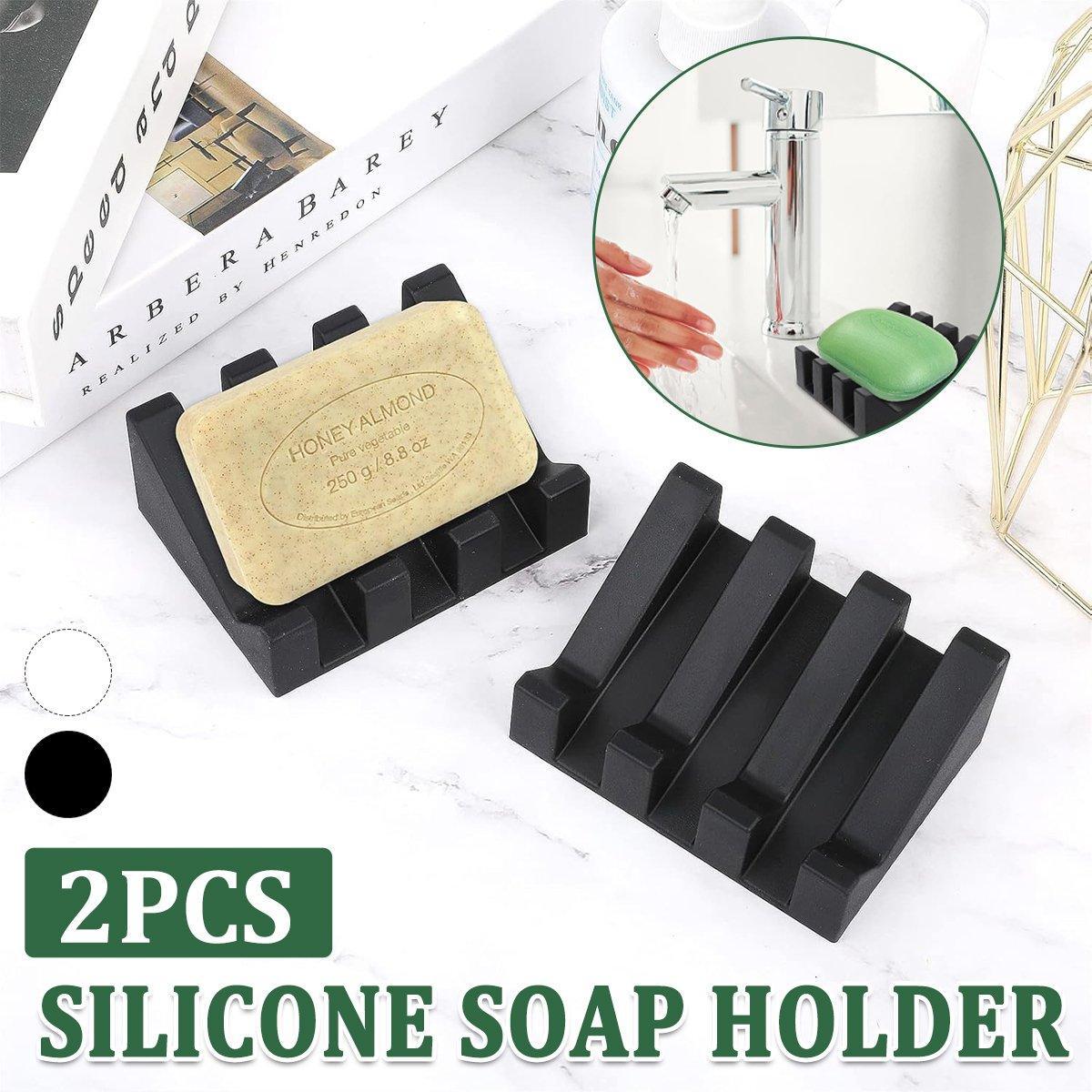 2 Pcs Silicone Soap Dish Holders Two Colours | StorageOZ
