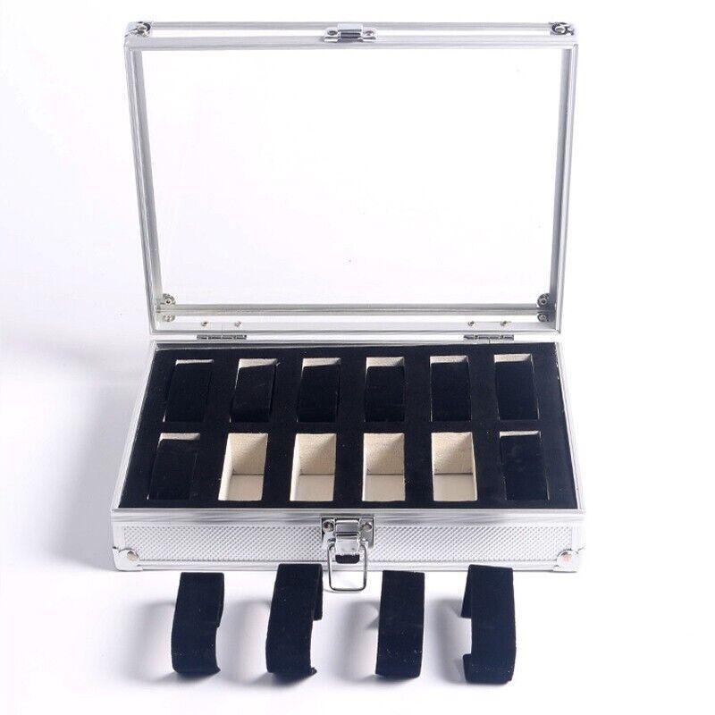 12 Grid Aluminium Carbon Fibre Watch Box | StorageOZ