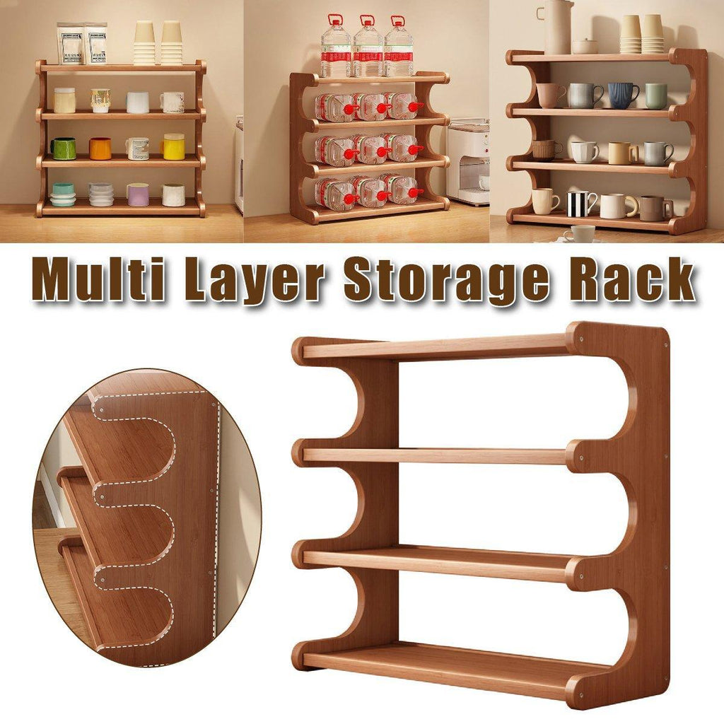 4 Tier Bamboo Cup Storage Rack for Counter | StorageOZ