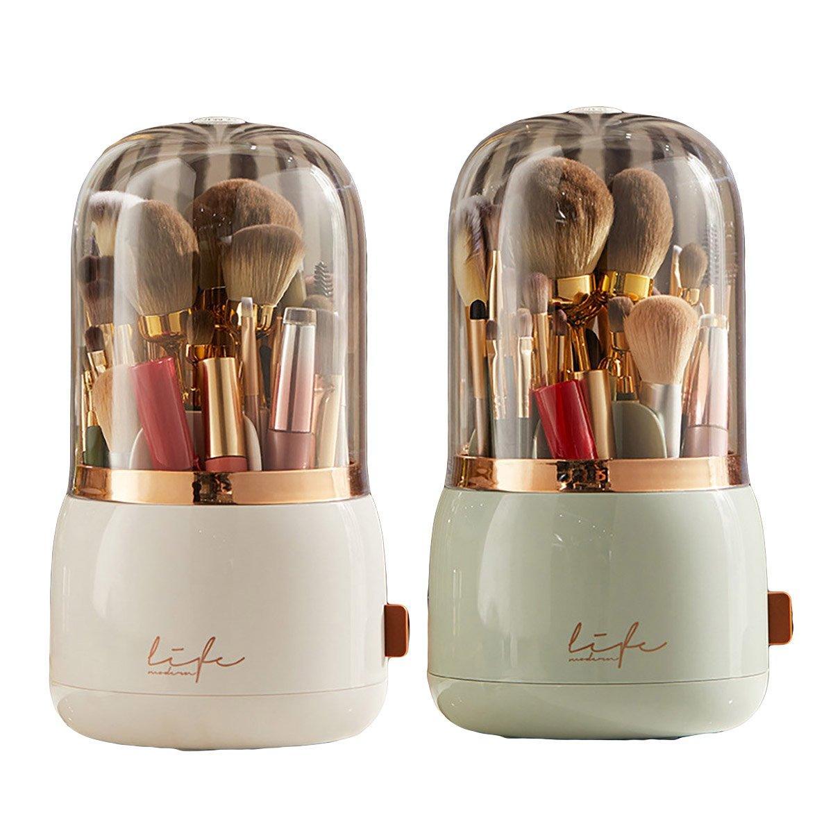 Makeup Brush Holder with a Clear Dome Lid | StorageOZ