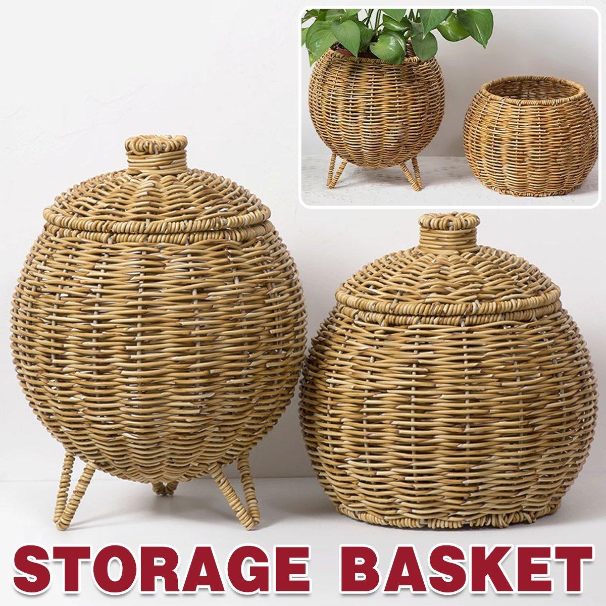 Lidded Rattan Style Basket With or Without Legs | StorageOZ
