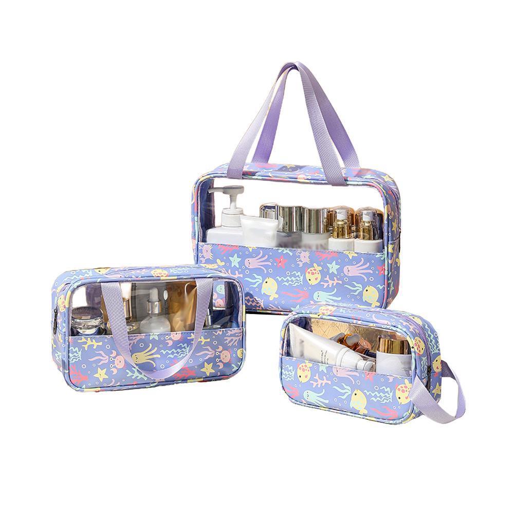 3 Pcs Printed PVC Makeup Bags Four Colours | StorageOZ