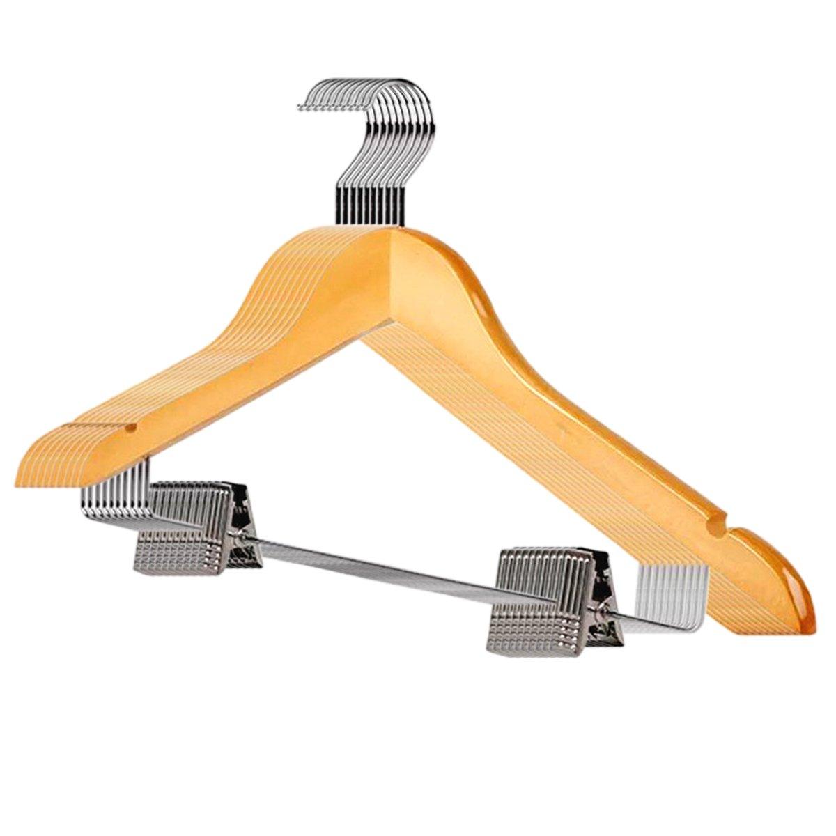 10 Pcs Wooden Clip Clothes Hangers Two Finishes | StorageOZ