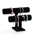 Two Tier Black Faux Leather Jewellery Stand | StorageOZ