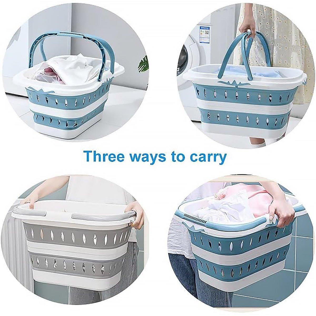 Folding Plastic Laundry Basket Two Colours | StorageOZ