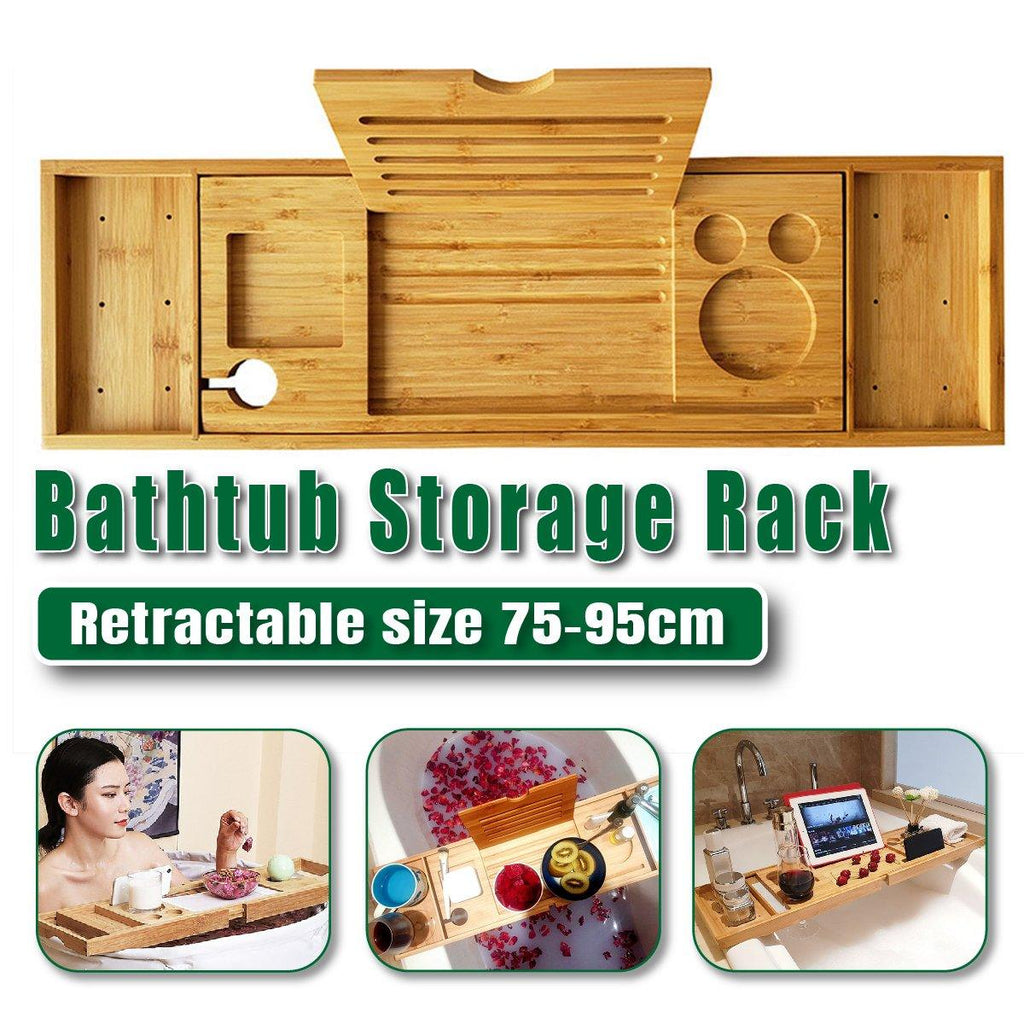 Bamboo Bathtub Tray Shelf for Bath Essentials | StorageOZ