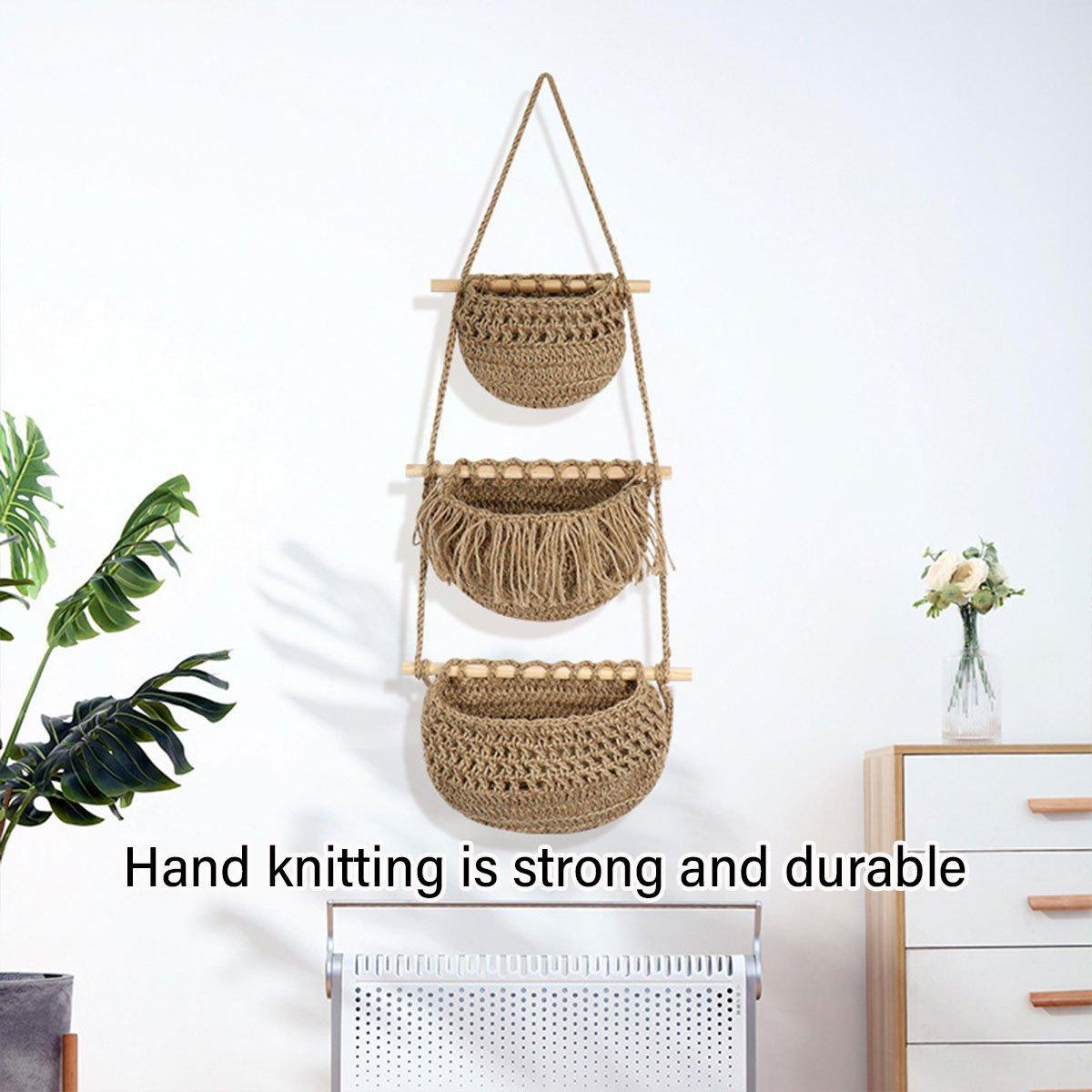 3 Layer Cotton Rope Wall Basket Two Colours | StorageOZ