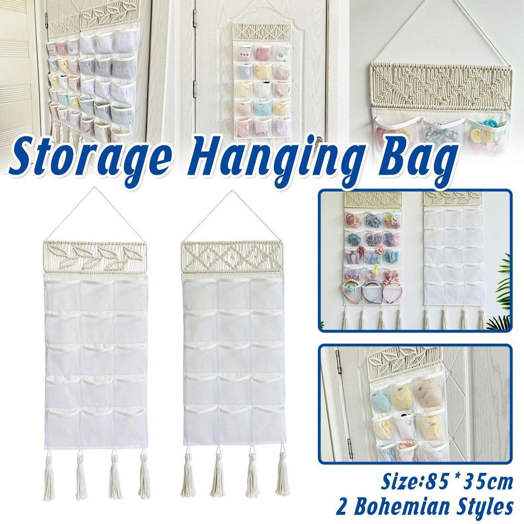 Woven Hanging Storage Bag in Two Styles Set | StorageOZ