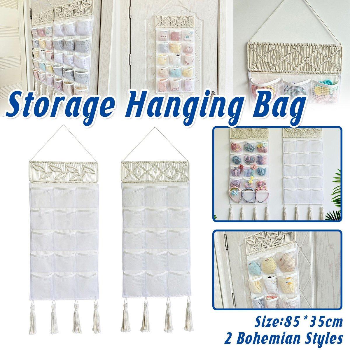 Woven Hanging Storage Bag in Two Styles Set | StorageOZ
