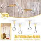 12 Pcs Stainless Steel Adhesive Wall Hooks | StorageOZ