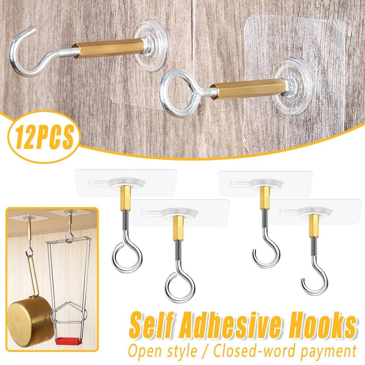 12 Pcs Stainless Steel Adhesive Wall Hooks | StorageOZ