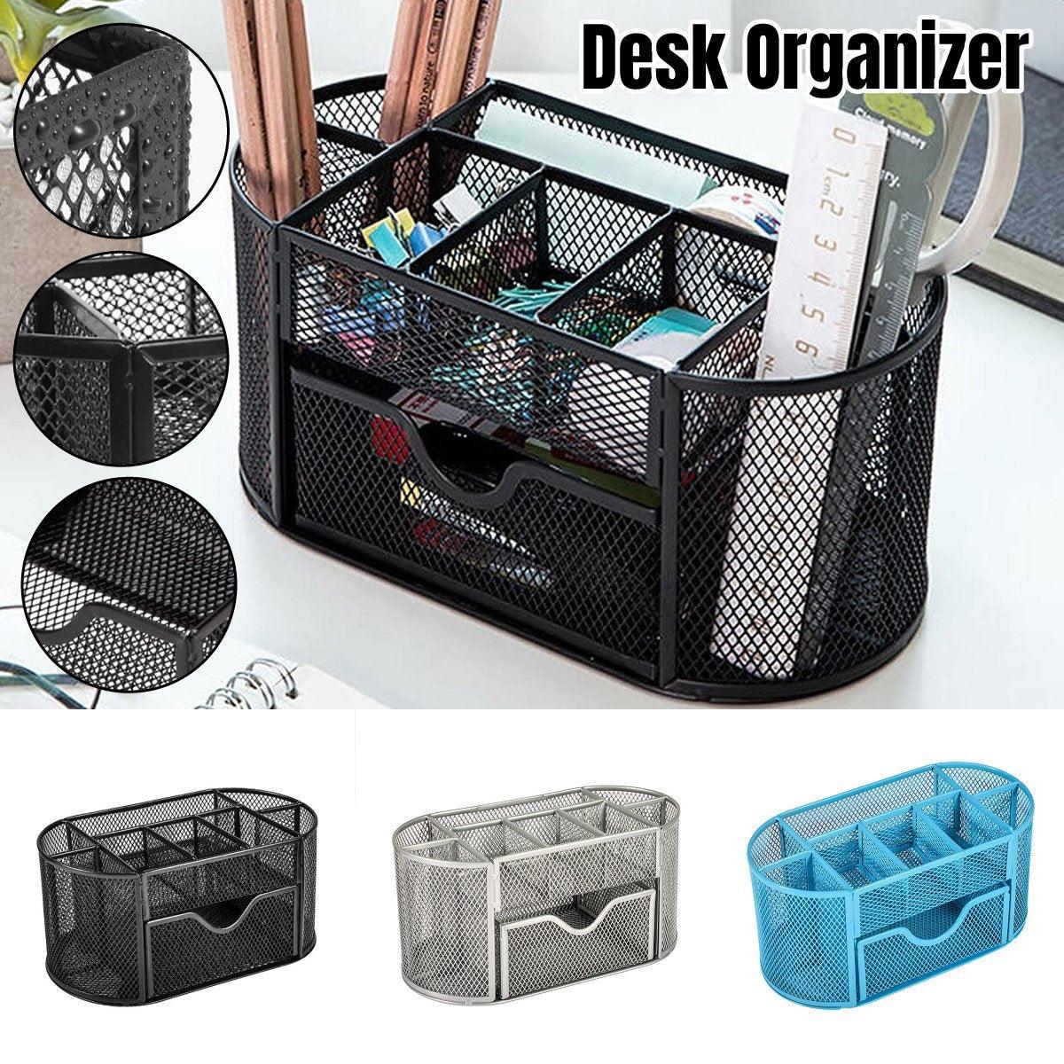 Metal Pen Holder Box with Drawer Three Colours | StorageOZ