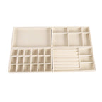 4 Pcs Beige Velvet Jewellery Tray Organiser Set | StorageOZ
