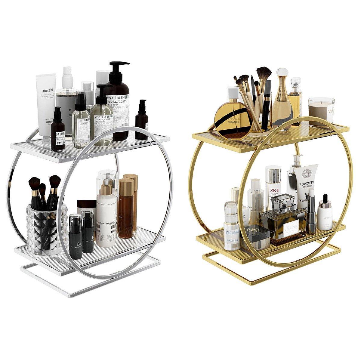 2 Tier Circular Cosmetics Rack Two Colours | StorageOZ