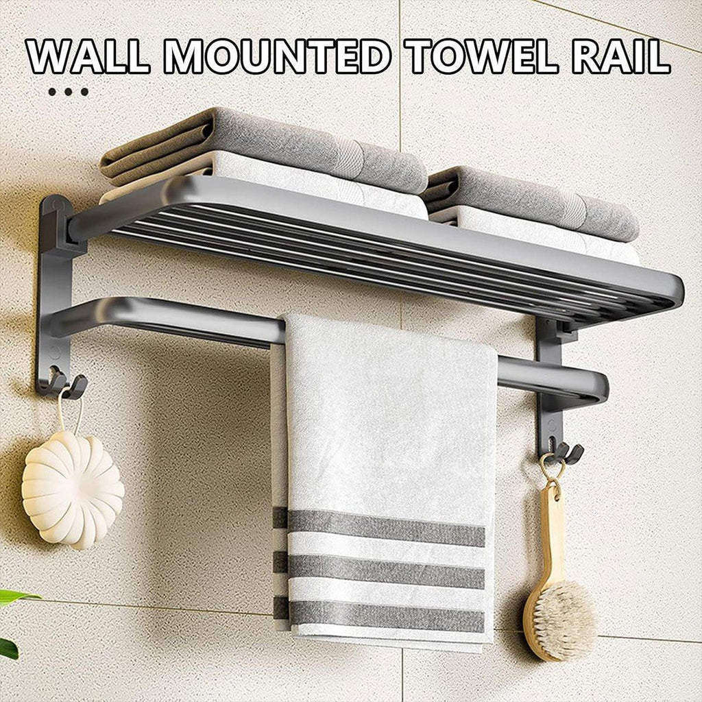 Punch Free Grey Aluminium Bathroom Towel Rack | StorageOZ